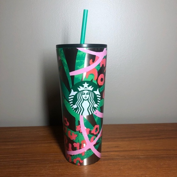 STARBUCKS Summer 2021 Jungle Cheetah Stainless Steel Venti Cold Cup NEW - Picture 1 of 5